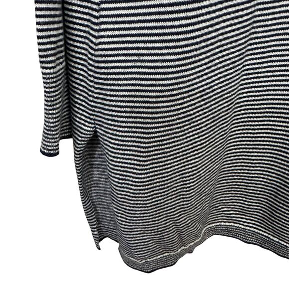 ATM Open Cardigan Silk Cashmere Blend Navy Blue Striped Lightweight Nautical M - Picture 8 of 9